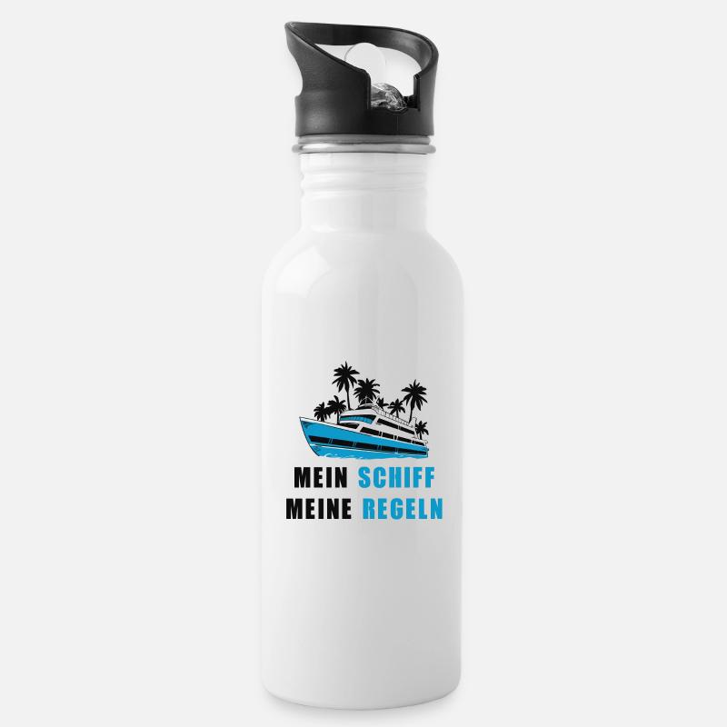 Mein Boot meine Regeln - Trinkflasche mit integriertem Trinkhalm - Weiß