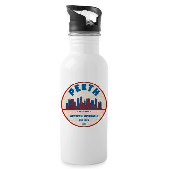 Perth Skyline Retro AU - Water bottle with straw - white - Right