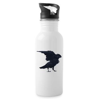 kolkrabe flattern, goth, geburtstagsgeschenk Mann - Trinkflasche mit integriertem Trinkhalm - Weiß - Rechts