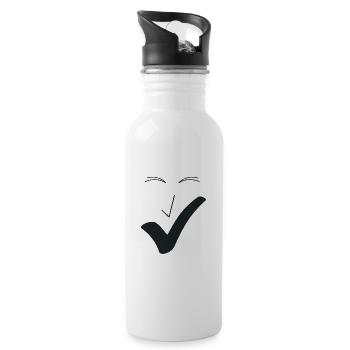 Feines Lächeln Feines Gesicht A01. - Trinkflasche mit integriertem Trinkhalm - Weiß - Rechts