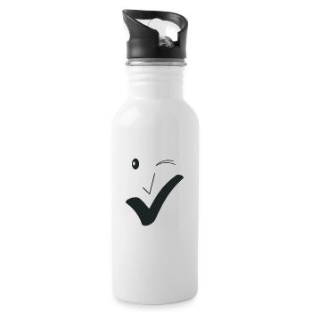 Feines Lächeln Feines Gesicht A03. - Trinkflasche mit integriertem Trinkhalm - Weiß - Rechts