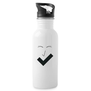 Feines Lächeln Feines Gesicht B04. - Trinkflasche mit integriertem Trinkhalm - Weiß - Rechts