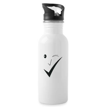 Feines Lächeln - Feines Gesicht D01. - Trinkflasche mit integriertem Trinkhalm - Weiß - Rechts