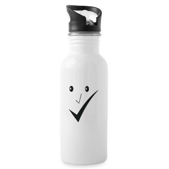 Feines Lächeln - Feines Gesicht D01. - Trinkflasche mit integriertem Trinkhalm - Weiß - Rechts