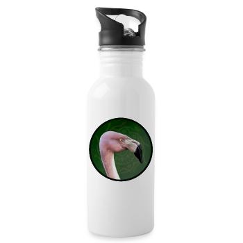Pink flamingo in mandala green - Water bottle with straw - white - Right