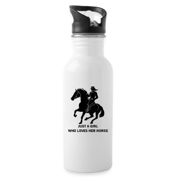 Just a girl who loves her horse, horse with rider - Water bottle with straw - white - Right