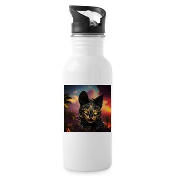 The ancient Egyptian god of cats Bastet - Water bottle with straw - white - Right