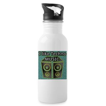 I Like Techno - Music - 2023 - Water bottle with straw - white - Right