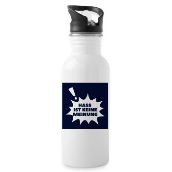 Hass ist keine Meinung Sprechblase BS - Trinkflasche mit integriertem Trinkhalm - Weiß - Rechts