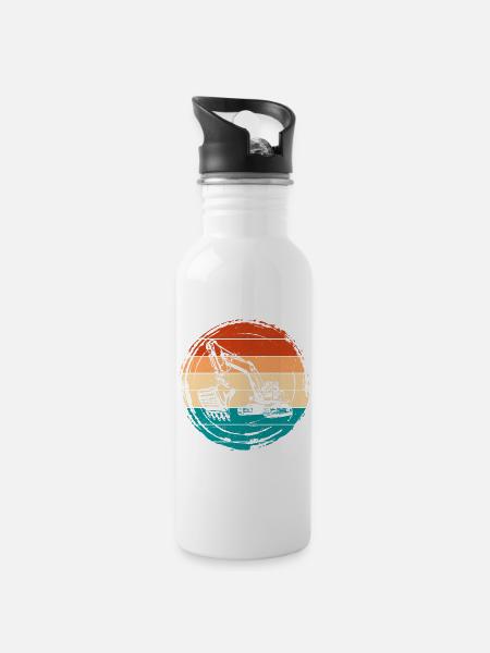 Bagger - Trinkflasche mit integriertem Trinkhalm - Weiß