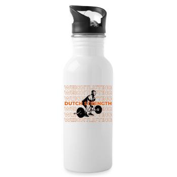 Dutch Strength Gewichtheben - Trinkflasche mit integriertem Trinkhalm - Weiß - Rechts