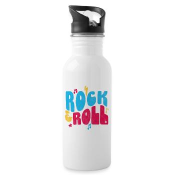 Rock and Roll Farbe - Trinkflasche mit integriertem Trinkhalm - Weiß - Rechts