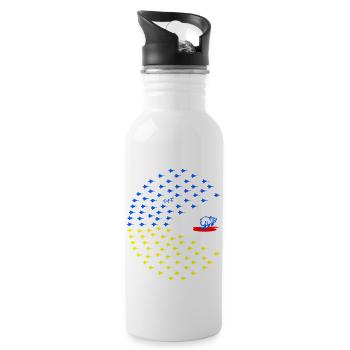 peaceman Kampfflugzeuge für die Ukraine, Frieden! - Trinkflasche mit integriertem Trinkhalm - Weiß - Rechts
