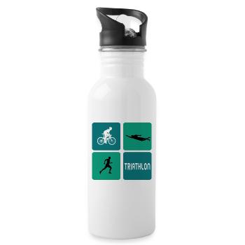 Design sportif pour le triathlon - Gourde avec paille intégrée - blanc - Droite