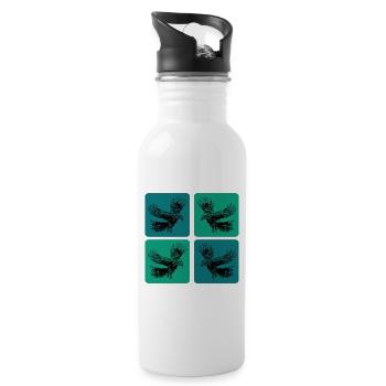 Raben Design - Trinkflasche mit integriertem Trinkhalm - Weiß - Rechts