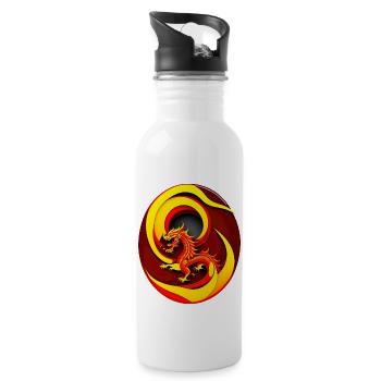 Dragon dans un cercle de feu - Gourde avec paille intégrée - blanc - Droite