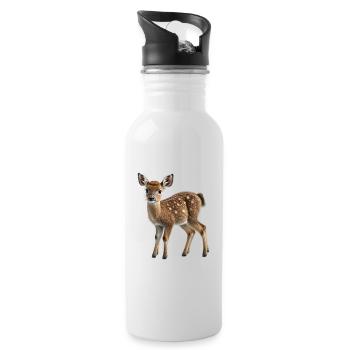 Mignon bébé faon - cadeau. T-shirt. Coupe - Gourde avec paille intégrée - blanc - Droite