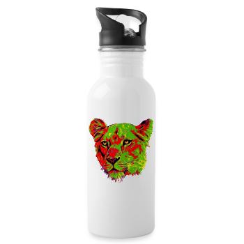 Löwin - Trinkflasche mit integriertem Trinkhalm - Weiß - Rechts