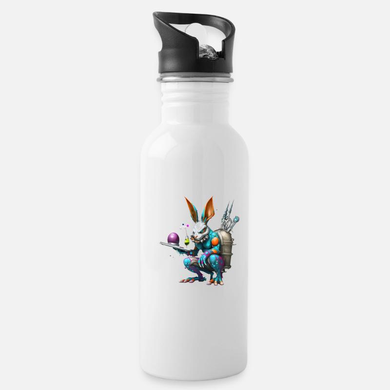 Future Technology Rabbit - Water bottle with straw - white