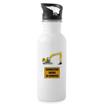 Construction equipment operator - Water bottle with straw - white - Right