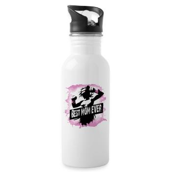 Mother, Mother's Day, Best Mom Ever - Water bottle with straw - white - Right