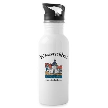 Dortmund, kultiges Wasserschloss Haus Rodenberg - Trinkflasche mit integriertem Trinkhalm - Weiß - Rechts