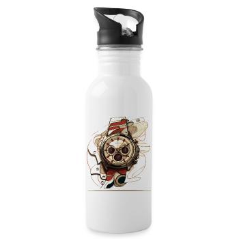 A retro chronograph is a piece of history - Water bottle with straw - white - Right