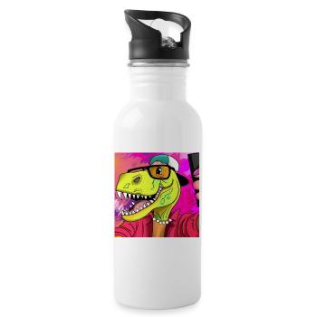 Cool dinosaur makes a selfie V7 gift - Water bottle with straw - white - Right