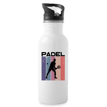 Padel Spieler Spruch Training Trainer Ball Racket - Trinkflasche mit integriertem Trinkhalm - Weiß - Rechts