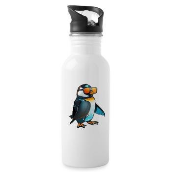 Cool penguin with sunglasses - Water bottle with straw - white - Right