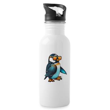 Cool penguin with sunglasses - Water bottle with straw - white - Right