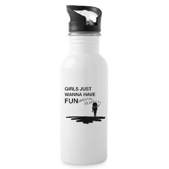 Girls just want to have fun - Woman Day - Water bottle with straw - white - Right