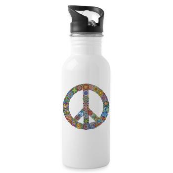 Mehr-Frieden-Feiern-Zeichen - Trinkflasche mit integriertem Trinkhalm - Weiß - Rechts