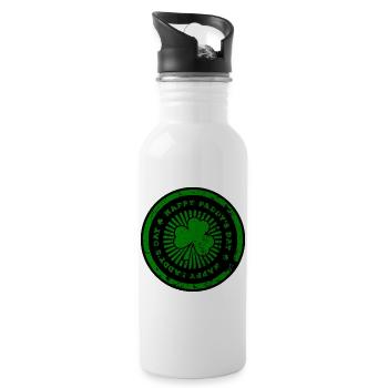 St. Patrick's Day Grüner Fußabdruck - Trinkflasche mit integriertem Trinkhalm - Weiß - Rechts