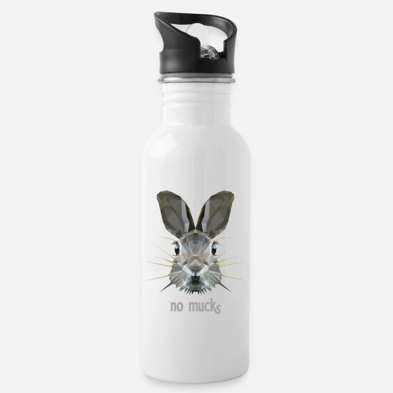 Rabbit's head as quiet as a mouse - Water bottle with straw - white