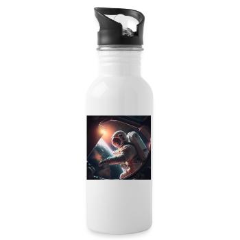 Astronaut auf einem gefährlichen Weltraumspaziergang - Trinkflasche mit integriertem Trinkhalm - Weiß - Rechts