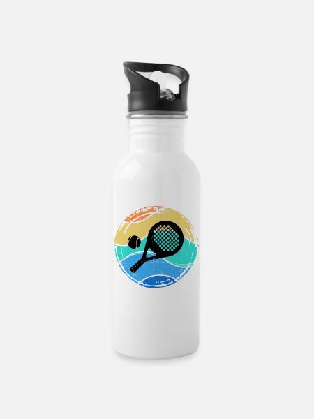 Padel Player Padel Game Setback Racket Ball - Water bottle with straw - white