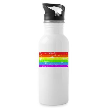 Rainbow flag Grunge - Water bottle with straw - white - Right