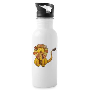 Lion Mignon Bébé Lion Enfants kawaii Jardin d’enfants - Gourde avec paille intégrée - blanc - Droite