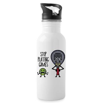 Padel Spieler Schläger Sportart Ball Statement - Trinkflasche mit integriertem Trinkhalm - Weiß - Rechts