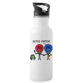 Padelteam Training Spieler Padel Bälle Schläger - Trinkflasche mit integriertem Trinkhalm - Weiß - Rechts