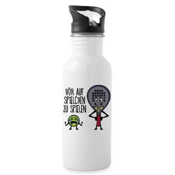 Freizeit Spieler Statement Padel Ball Schläger - Trinkflasche mit integriertem Trinkhalm - Weiß - Rechts