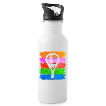 Schläger Sportart Padelspiel Tennis Aufschlag - Trinkflasche mit integriertem Trinkhalm - Weiß - Rechts