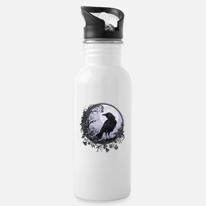 Corbeau - Gourde avec paille intégrée - blanc