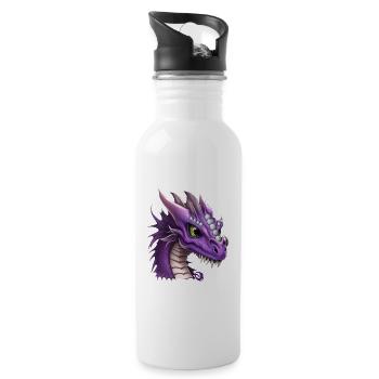 Dragon Fantaisiste Violet - Gourde avec paille intégrée - blanc - Droite