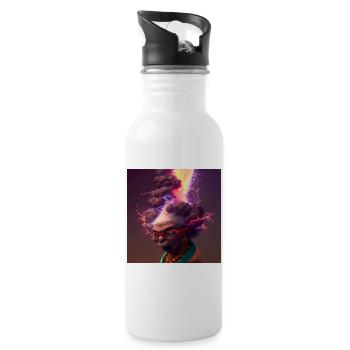 elektrik portrait 13 - Neon Volcanic Grandma - Water bottle with straw - white - Right