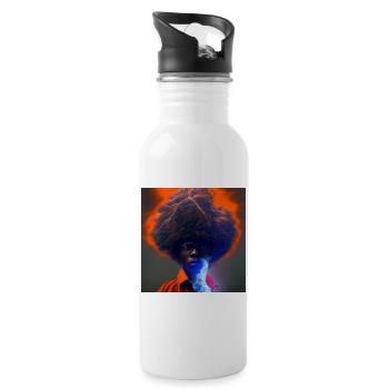 elektrik-Porträt – Afro-Blitz und Blitz - Trinkflasche mit integriertem Trinkhalm - Weiß - Rechts