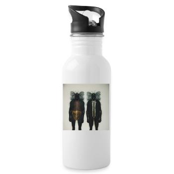 Fotografisches Portrait zwei grosser Insekten - Trinkflasche mit integriertem Trinkhalm - Weiß - Rechts