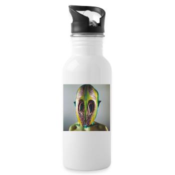 Fotografische Portrait Humanoides Insekt Grün - Trinkflasche mit integriertem Trinkhalm - Weiß - Rechts