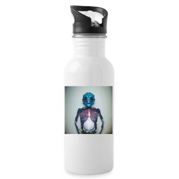 Fotografisches Portrait blaues Insekt - Trinkflasche mit integriertem Trinkhalm - Weiß - Rechts